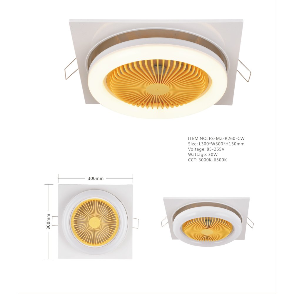 FS-MZ-R260-CW — 12" Recessed Fan Light (Gold)