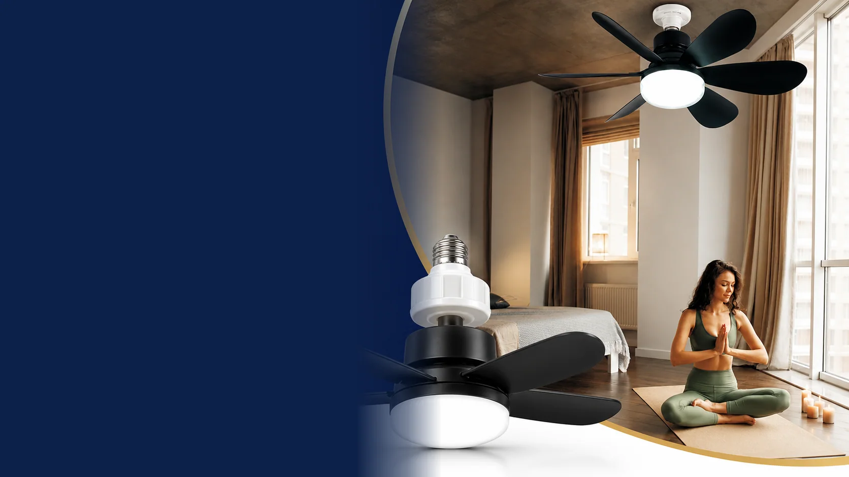 DL Lighting ceiling fan lights displayed in a modern bedroom