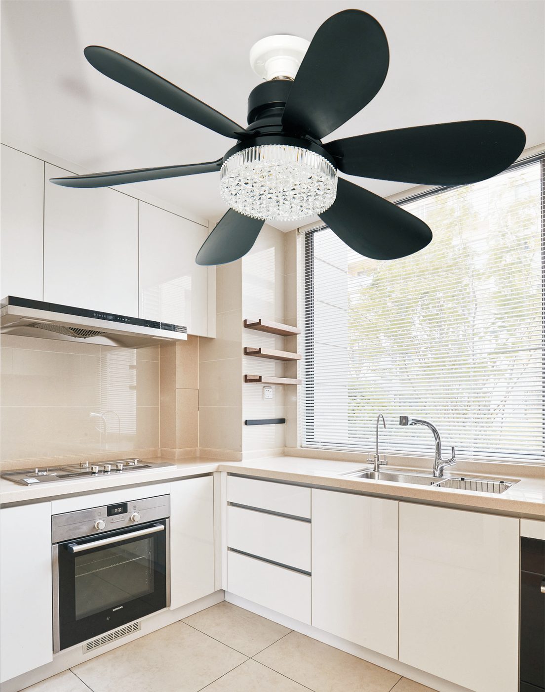 Modern ceiling fan light installed in a kitchen